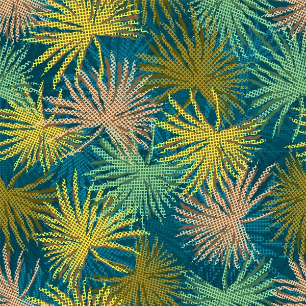 Soyut arka planda renkli palmiye dalları. Kusursuz bir geçmişi var. Vektör illüstrasyonu.