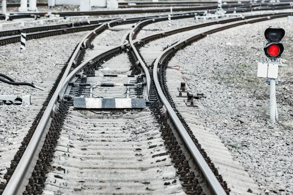 Railway tracks on the big station.