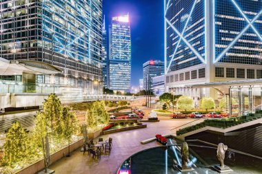 Hong Kong - 12 Aralık 2016: Merkez Bölge'de gündüz şehir manzarası.