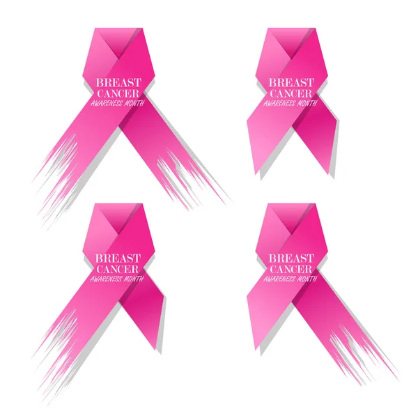 Bröstcancermedvetenhet rosa band på vit bakgrund. — Stock vektor