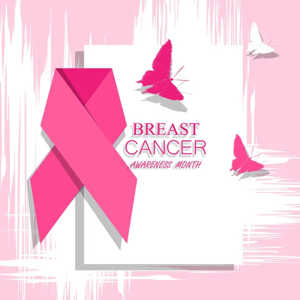 Brustkrebs Bewusstsein rosa Schleife auf abstraktem Hintergrund. — Stockvektor