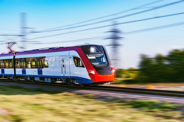 Modern high-speed train moves fast . — Stock Photo, Image