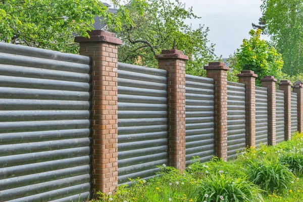 Wooden Fence Private House Spring Time — Stock Photo, Image