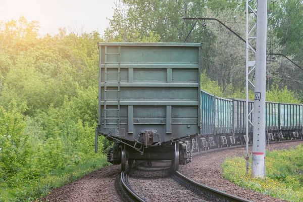 Güterzug Fährt Durch Den Sommerwald — Stockfoto