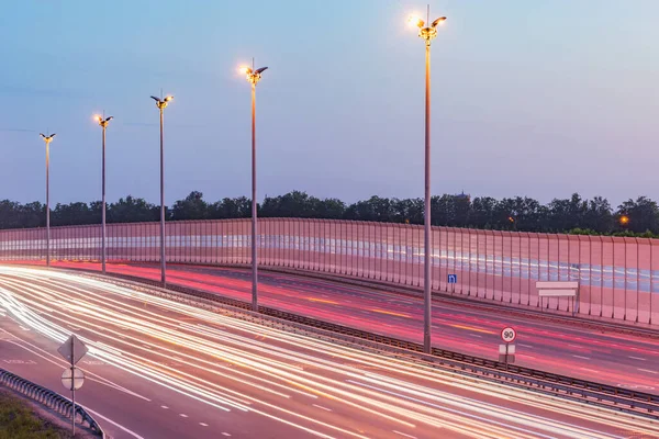 View Modern Highway Sunset Time — Stock Photo, Image