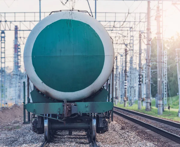 Comboio Carga Com Óleo Aproxima Estação — Fotografia de Stock