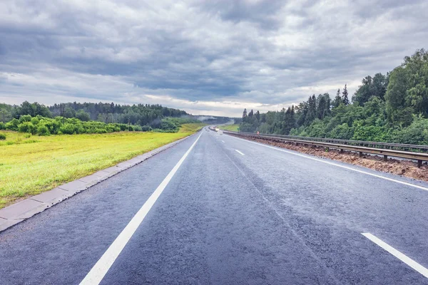 View New Highway Cloudy Summer Morning — Stock Photo, Image