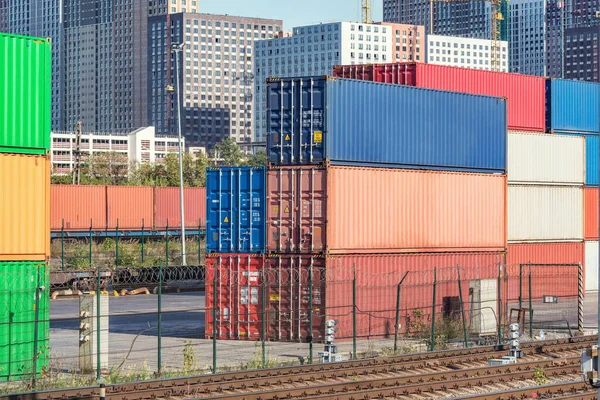 Vista Terminal Contenedores Ferroviarios Zona Aduanera — Foto de Stock