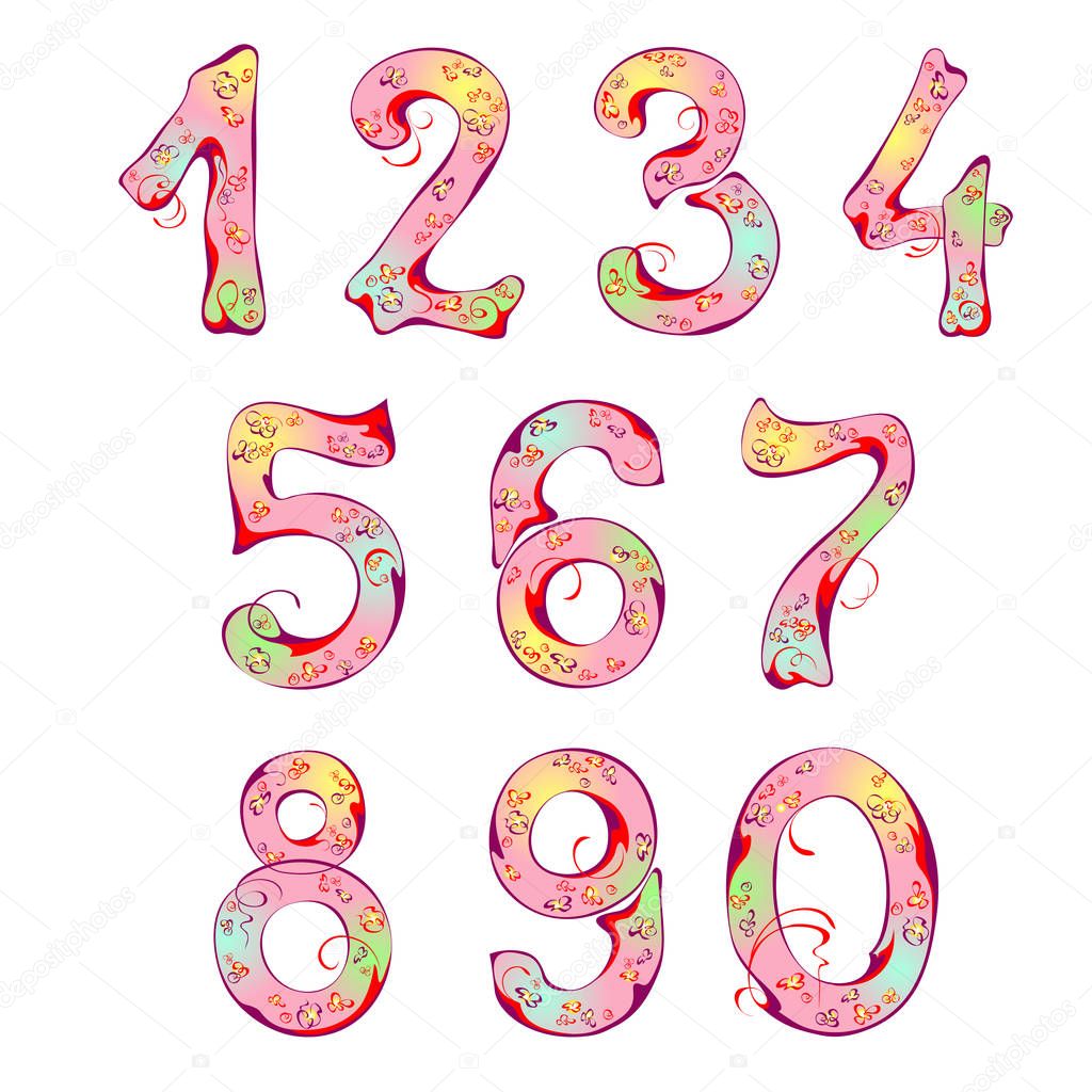 Arabic numerals for decorating the birthdays of children and women. SET
