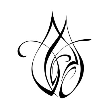 Beyaz arkaplanda siyah çizgilerde soyut dekoratif öge