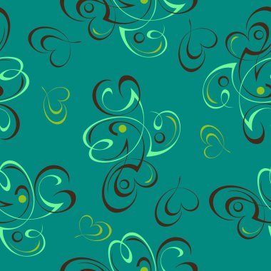 Turkuaz arka planda soyut desenli kusursuz desen