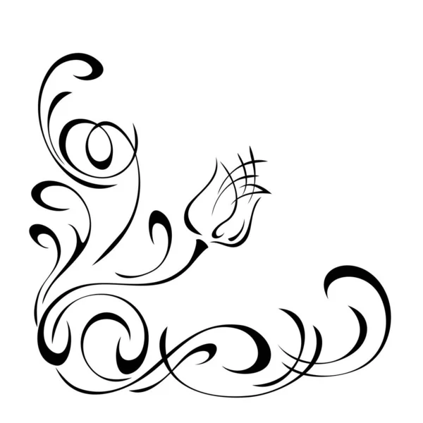 Elemento Decorativo Con Brote Flor Estilizada Ornamento Adornado — Vector de stock