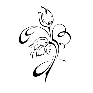 İki stilize çiçek tomurcuğu ve süslemeli dekoratif element