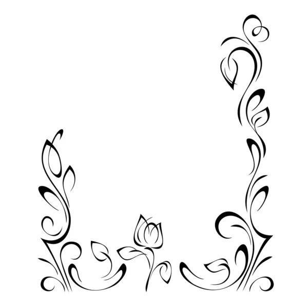 Cadre Décoratif Avec Une Fleur Stylisée Bourgeon Sur Une Tige — Image vectorielle