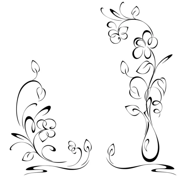 Cadre Décoratif Avec Vase Stylisé Avec Des Fleurs Des Vignettes — Image vectorielle