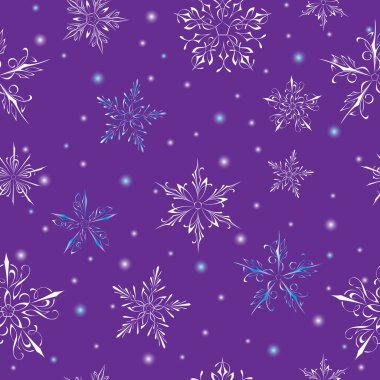 Leylak arka planında kusursuz kar taneleri deseni