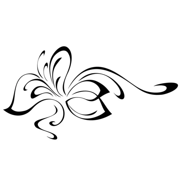 白い背景に黒い線で茎のない様式化された花の形の装飾的な要素 — ストックベクタ