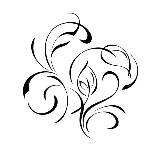 白を基調とした黒の線で装飾的な葉やカールを持つ要素 — ストックベクタ