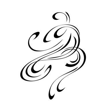 Dekoratif soyut süs, beyaz arkaplanda siyah çizgiler halinde kıvrımlar.