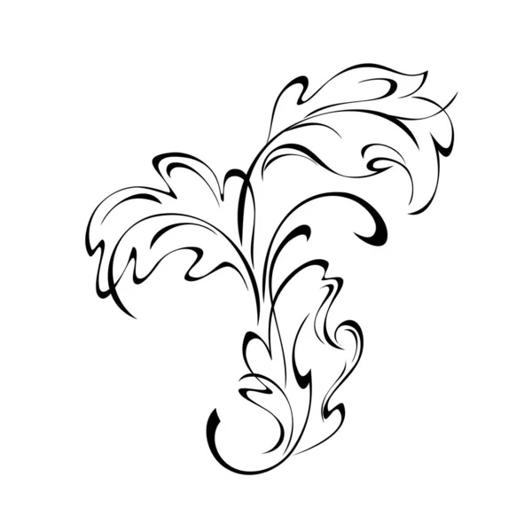 Drei Stilisierte Blätter Schwarzen Linien Auf Weißem Hintergrund — Stockvektor