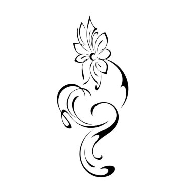 Çiçek açan dekoratif bir element ve beyaz arkaplanda siyah çizgiler halinde vignettler