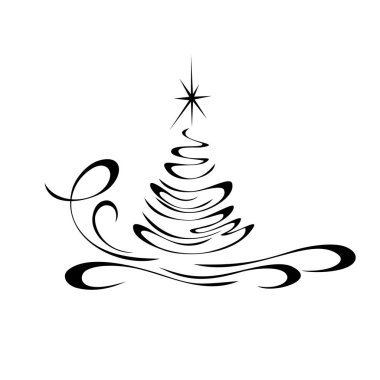 bir stilize herringbone yıldız ve beyaz arkaplanda siyah çizgiler içinde kıvrılır