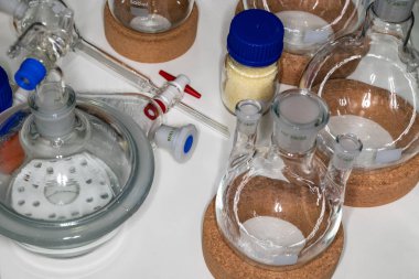 Bilimsel etkinlik için cam şişeleri ve test tüpleri