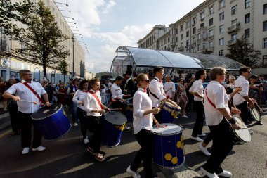 Moskova, Rusya, 08.09.2019. Şehir merkezinde performans.