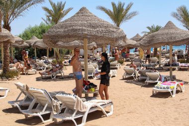 Şarm El Şeyh, Mısır, 05 Eylül 2018. Sharm el Sheikh popüler otelde Plaj