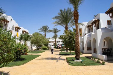 Şarm El Şeyh, Mısır, 05 Eylül 2018. Kızıldeniz yakınlarındaki tropikal turizm beldesi. Yaz tatili konsepti