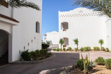 Şarm El Şeyh, Mısır, 05 Eylül 2018. Kızıldeniz yakınlarındaki tropikal turizm beldesi. Yaz tatili konsepti