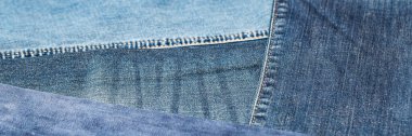 Mavi kot kumaşına yakın plan. Denim kot arka planı, dizaynınızı kopyalamak için boşluk.