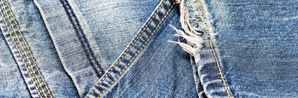 Gros Plan Sur Texture Denim Bleu Jeans Denim Fond Espace — Photo