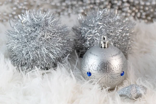 Affiche Avec Des Boules Noël Argent Belle Composition Noël Avec — Photo