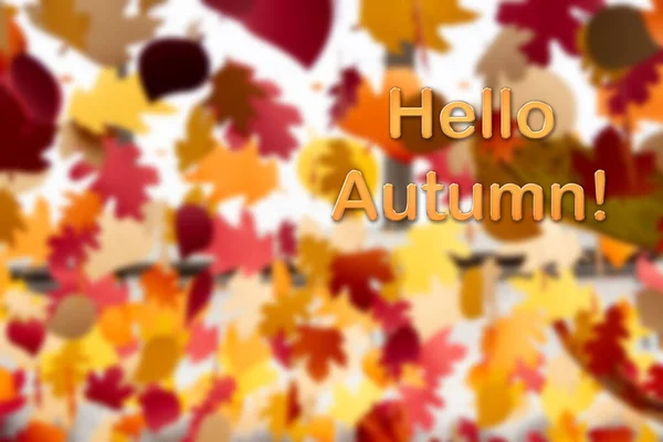 Jesienna Kartka Kolorowymi Liśćmi Skupienie Selektywne — Zdjęcie stockowe