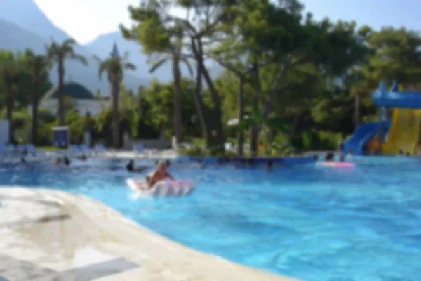 Defocused photography. Rest at the sea, resort on the Mediterranean coast of Turkey, in the province of Antalya, Kemer. Blurred background copy space for your design