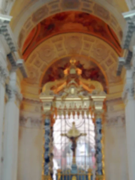 Defocused Photography Interior Catholic Church Religious Holy Prayer Blurred Background — Stock Photo, Image