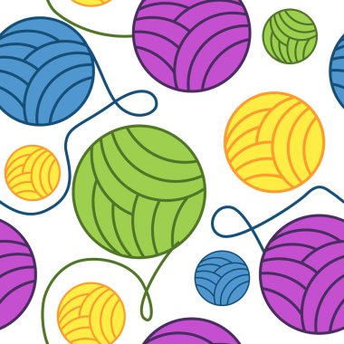 iplik ve örgü iğneleri dikişsiz topları dikişsiz arka plan iğne vektör illüstrasyon