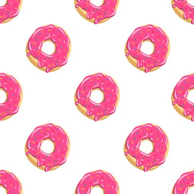 Renk donut dikişsiz desen Sırlı donut arka plan Vektör illüstrasyon