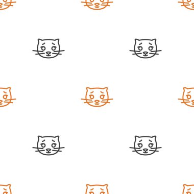 Beyaz arka planda sevimli kediler ile tekstil için dikişsiz desen. Çizgi stilinde vektör çizimi