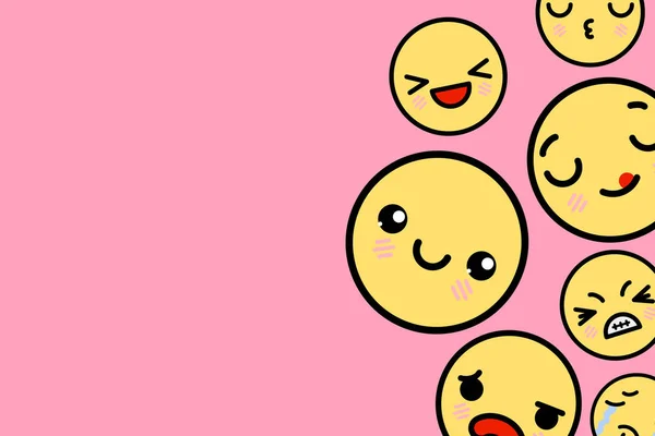 Modelo de banner com lugar para texto - engraçado Emoji sorriso Vector ilustração —  Vetores de Stock