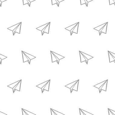 doodle kağıt uçaklar ile dikişsiz desen, beyaz bir arka plan Vektör illüstrasyon el çizim tarzı