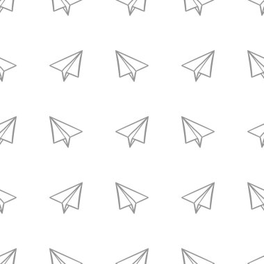 doodle kağıt uçaklar ile dikişsiz desen, beyaz bir arka plan Vektör illüstrasyon el çizim tarzı