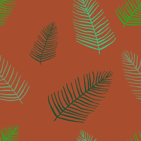 Exotische Blätter, Regenwald. nahtlose, handgezeichnete Muster. Vektorhintergrund. — Stockvektor