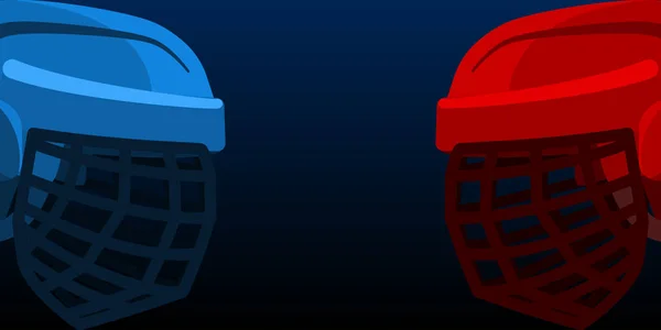 Dos cascos de hockey, dos equipos de hockey en el campeonato, uno contra el otro, con espacio para el texto. Ilustración vectorial — Vector de stock