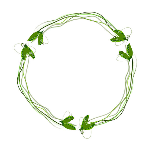 wreath of lines and peas on a white background