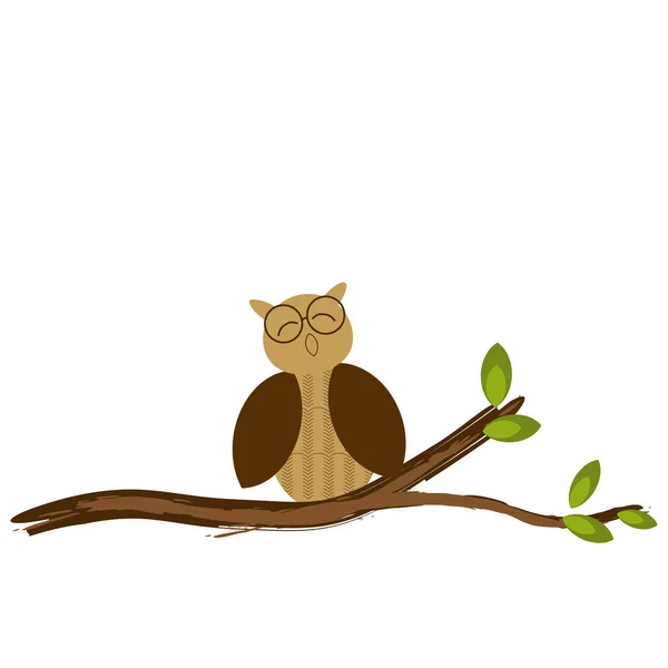 Owl Branch White Background — Stock Vector