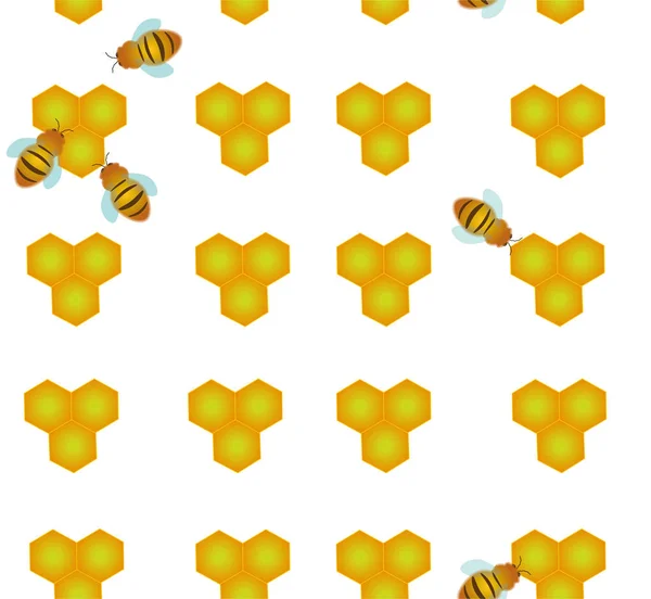 Panal Abeja Patrón Abeja — Vector de stock