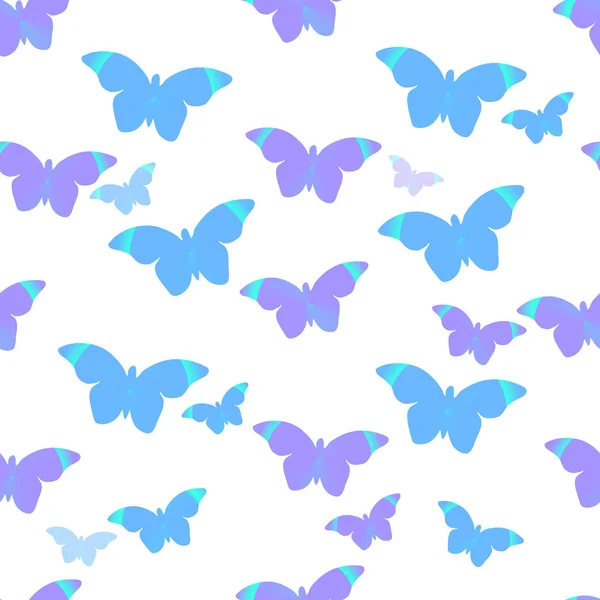 Patrón Sin Costuras Mariposas Morpho Azules Púrpuras Volando Sobre Fondo — Vector de stock