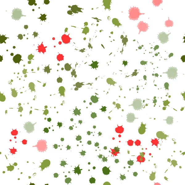 Motif Sans Couture Taches Aquarelle Isolées Vertes Rouges Sur Fond — Image vectorielle